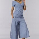 Luna Luz Garment Dyed Cotton Wide Leg Cross Over Gaucho Pants Style 1190 NEW!