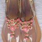 Bamboo Boho Carnival-05 Faux Gems Gold Thong Flat Sandal NEW Many Variations!