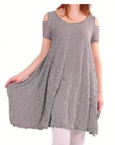 Comfy USA Crinkle Tissue Peek a Boo Shoulder Dress Style C310 NEW with Tags!