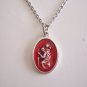Red Enamel Saint Christopher on a 18" Stainless Steel Necklace