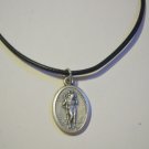 Saint Christopher Medal on a Genuine Leather Necklace