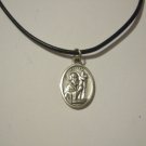 St. Andrew  Medal on a Genuine Black Leather Necklace