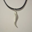 Pewter Cornicello ITALIAN HORN 3mm Leather Necklace