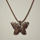 Beautiful Copper Plated Filigree Butterfly on Copper Plated Ball Chain Necklace