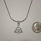 Small Celtic Triquetra or Knot Pendant on Bar and Ball Stainless Steel Necklace