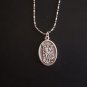 Oxidized Silver St. Michael Medal Bar and Ball Stainless Steel Necklace