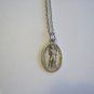 Oxidized Silver St. Sebastian Medal Stainless Steel Necklace Athletes Soldiers