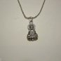 Antiqued Silver Plated Sakyamuni Buddha on a Bar & Ball Stainless Steel Necklace