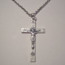 Oxidized Silver Plated Crucifix Cross on Stainless Steel Necklace FREE SHIPPING