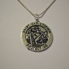 Saint Christopher Medallion on a 1mm Silver Plated Ball Chain Necklace