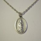Oxidized Silver Plated Saint Matthew Medal on a Antique Silver Plated Necklace