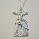 Silver Plated Crucifixion of Jesus ~ The Virgin Mary and Mary Magdalene ~