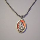 1" Saint Michael the Archangel RED Enamel on Stainless Steel Ball Chain Necklace