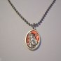 1" Saint Michael the Archangel RED Enamel on Stainless Steel Ball Chain Necklace
