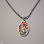 1" Saint Michael the Archangel RED Enamel on Stainless Steel Ball Chain Necklace