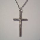 Silver Plated Crucifix Cross on a Stainless Steel Necklace ~ FREE SHIPPING