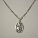 Silver Plated Oxidized St. Alice on an Antique Silver Plated Necklace