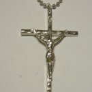 Large Oxidized Silver Plated Crucifix Stainless Steel Necklace Detailed Jesus