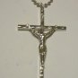 Large Oxidized Silver Plated Crucifix Stainless Steel Necklace Detailed Jesus