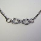 Beautiful Gunmetal and Rhinestone Infinity Symbol on a Stainless Steel Necklace