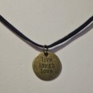 Bronze Plated Live Laugh Love Pendant on a Black Suede Choker Necklace