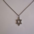 Gunmetal and Crystal Rhinestone Star of David on a Gunmetal Necklace