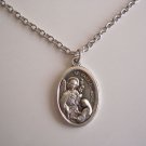 Oxidized Silver Plated St. Gabriel Medal on a Stainless Steel Necklace