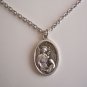 Oxidized Silver Plated St. Gabriel Medal on a Stainless Steel Necklace