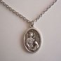 Oxidized Silver Plated St. Gabriel Medal on a Stainless Steel Necklace