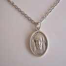 Oxidized Silver Plated Jesus Medal on a Stainless Steel Necklace