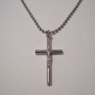 Silver Plated Crucifix Cross on a 2.4mm Stainless Steel Ball Chain Necklace