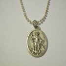 Saint Bernard Medal on a 1.5mm Silver Plated Ball Chain Necklace