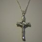Pewter Log Crucifix on a Silver Plated Necklace