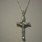 Pewter Log Crucifix on a Silver Plated Necklace