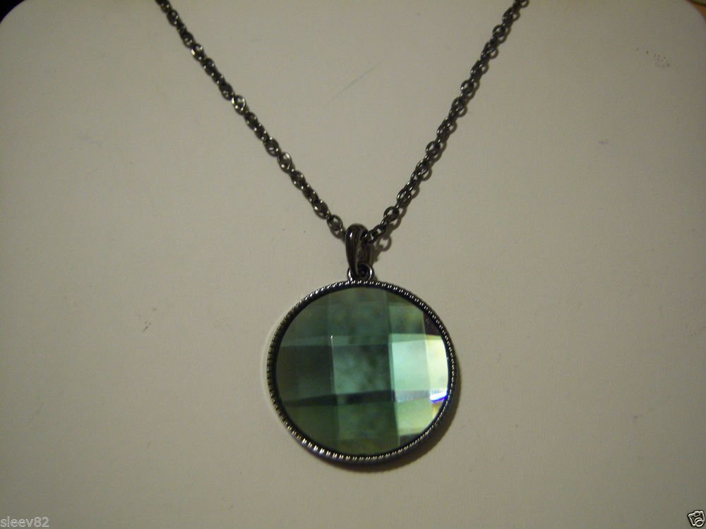 Large Dark Grey Prism Medallion Pendant on a Gunmetal Black Cable Necklace