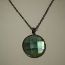 Large Dark Grey Prism Medallion Pendant on a Gunmetal Black Cable Necklace