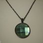 Large Dark Grey Prism Medallion Pendant on a Gunmetal Black Cable Necklace