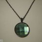 Large Dark Grey Prism Medallion Pendant on a Gunmetal Black Cable Necklace