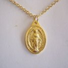 Gold Plated Miraculous Medal on a 24" Gold Plated Necklace Virgin Mary