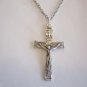 Oxidized Silver Plated Holy Spirit Crucifix on a 24" Stainless Steel Necklace