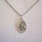 Oxidized Silver Plated St. George Holy Medal on a 24" Stainless Steel Necklace