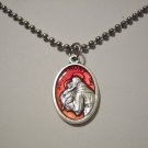 Silver Plated RED St. Anthony and St. Francis on a Stainless Steel Ball Chain