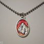 Silver Plated RED St. Anthony and St. Francis on a Stainless Steel Ball Chain