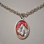 Silver Plated and RED Enamel Saint Anthony with Saint Francis on back 24" Necklace