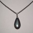 A Beautiful Hematite Teardrop Pendant  on a 24" Gunmetal Necklace