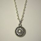 Sm 1/2" Antiqued Silver Plated Gerbera Daisy on a 24" Stainless Steel  Necklace