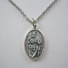 Oxidized Silver St. John the Evangelist  Medal on a 24" Stainless Steel Necklace