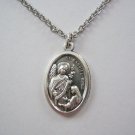 Oxidized Silver St. Gabriel  Medal on a 24" Stainless Steel Necklace