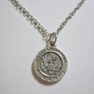 Oxidized Silver Plated Army & St. Christopher on a 24" Stainless Steel Necklace
