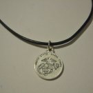US Marine Corps St. Christopher on a 18" Black Leather Necklace